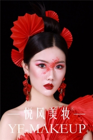 创意彩妆，中国红之纸扇系列